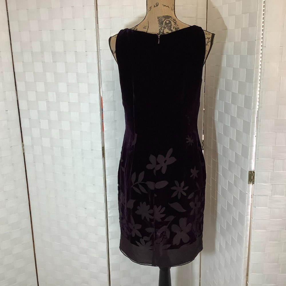 Liz claiborne night plum purple floral velvet dress size 8 - Picture 3 of 13